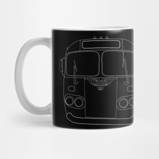 Flxible Clipper 1950 Bus Front View Timeless Art Deco Design White for dark colored backgrounds T-Shirt Mug